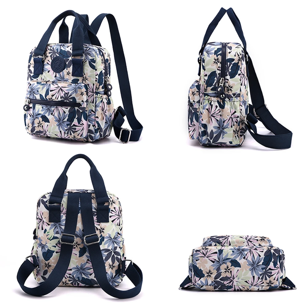 Sac à dos antivol multifonctionnel pour femme, petit sac initié pour femme, conception de motif de fleurs à la mode