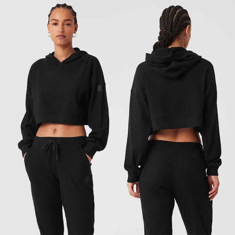 

Goddess Yoga Set MUSE Hoodie Short side split type Ribbed Sports Set Casual and Comfortable Women's Loose Top MUSE Sports Pants