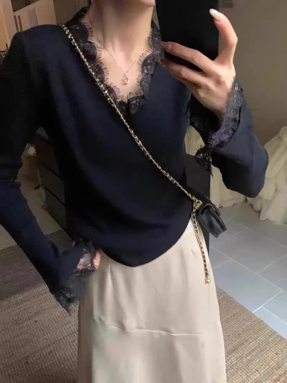 Swetry Bluzy Pulowery Damskie Kaszmir Damski Dzianina Dla Kobiet Metaliczne Ażurowe Koncert Festiwal Codzienne Zespół Rockowy Alternatywny Krój