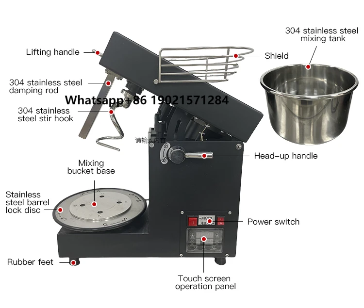 

Electric Bread Dough Spiral Mixer Bakery Pizza Bread Cake Flour Mixer Machine for Food Preparation Mixing Bowl