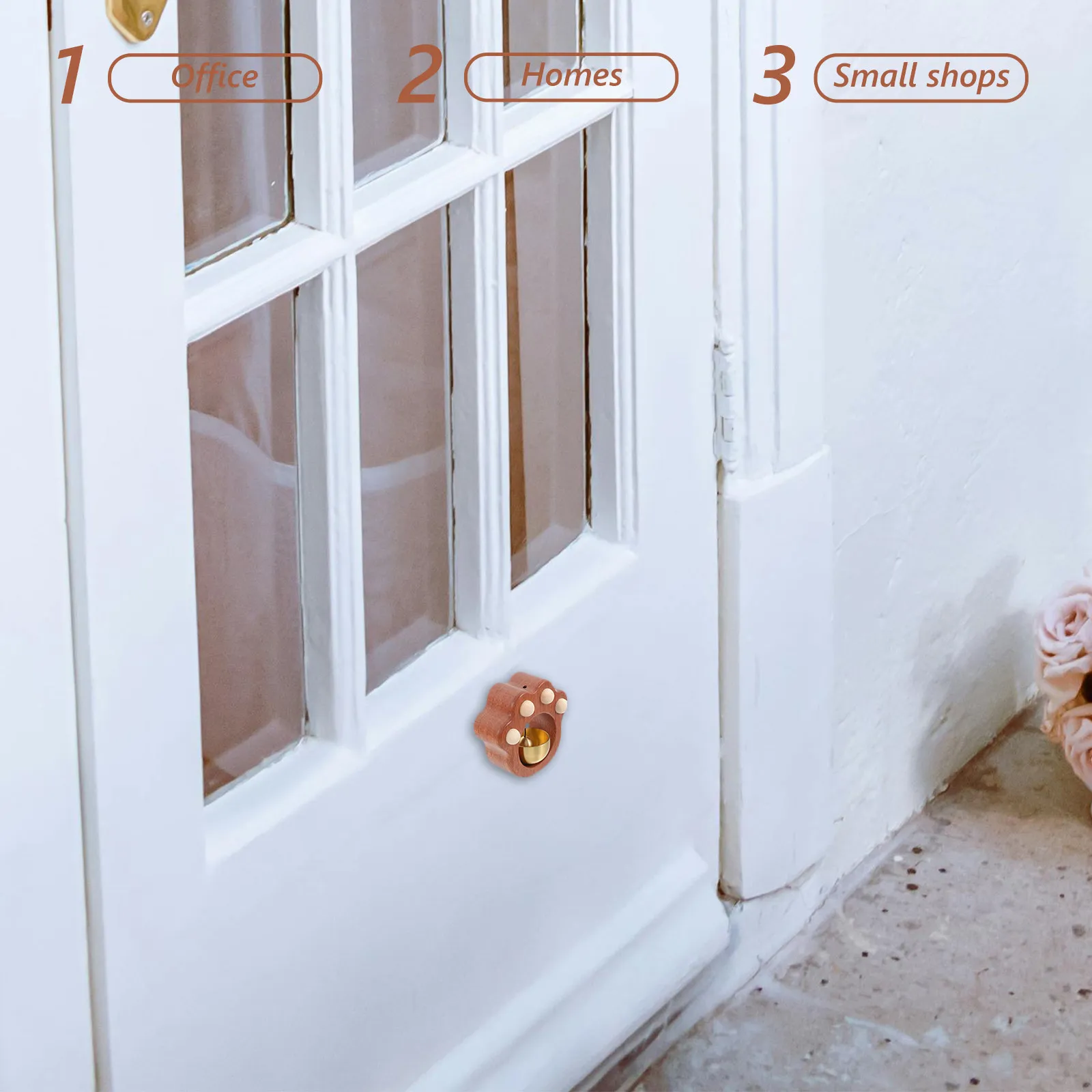 Magnetic Wooden Cat Paw Doorbell Chime Adhesive Entry Bell for Home Shop Office Garden Vintage Shopkeeper Bell