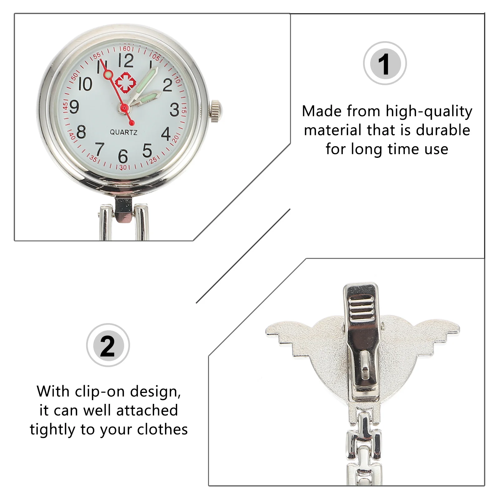 

Heart Design Luminous Nurse Pocket Watch Digital Alloy Medical Workers Nursing Lightweight Durable Portable Alloy Medical Watch