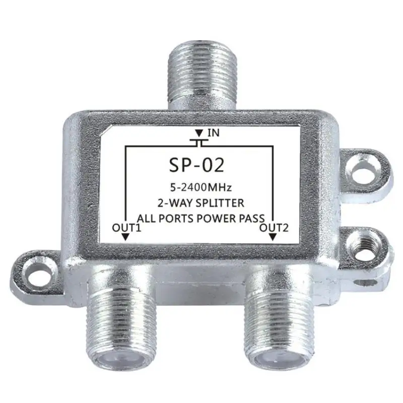 Digital 2 Way Coaxial Cable Splitter 5-2400MHz RG6 Compatible Work With Analog/Digital TV Connections And Internet
