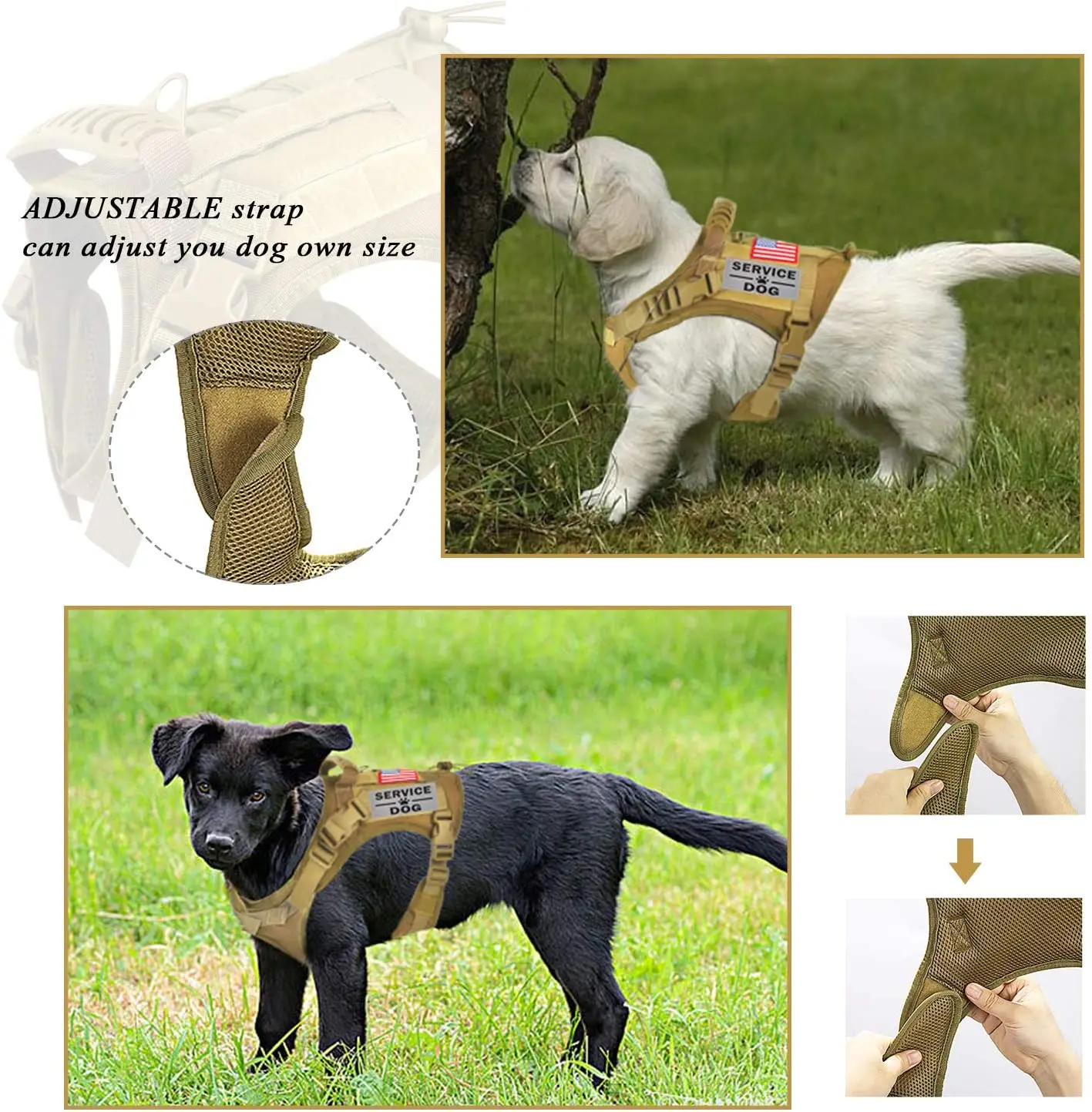 Dog Cloth Tactical Service Vest Harness Outdoor Training Handle Water-Resistant Comfortable Military Patrol K9