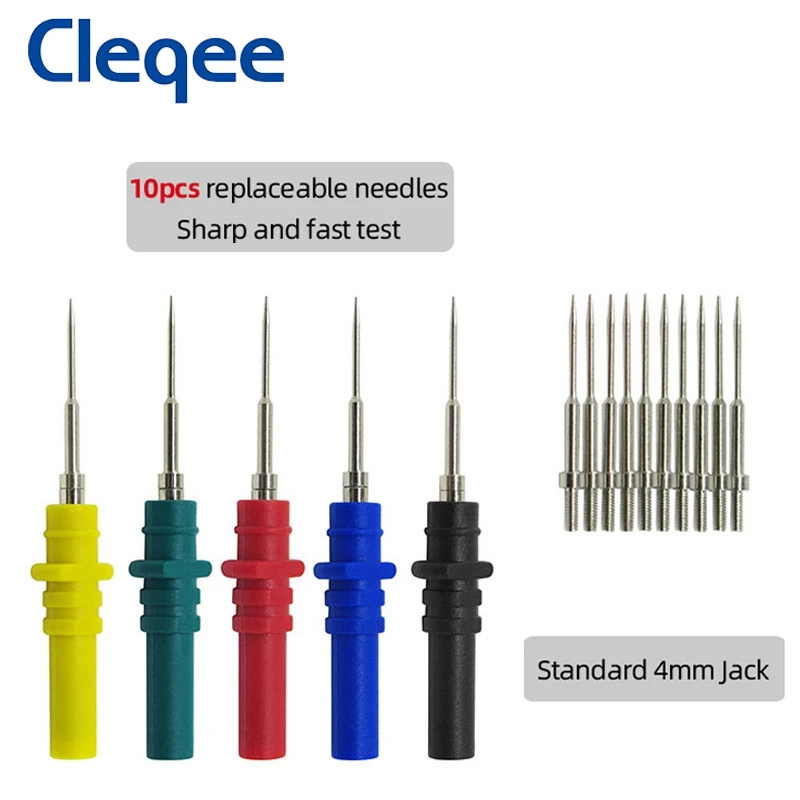 Cleqee P1036B series 4mm Dual Stackable Banana Plug Test Leads Kit with Alligator Clip Spade Plug & Test Probes for Multimeter