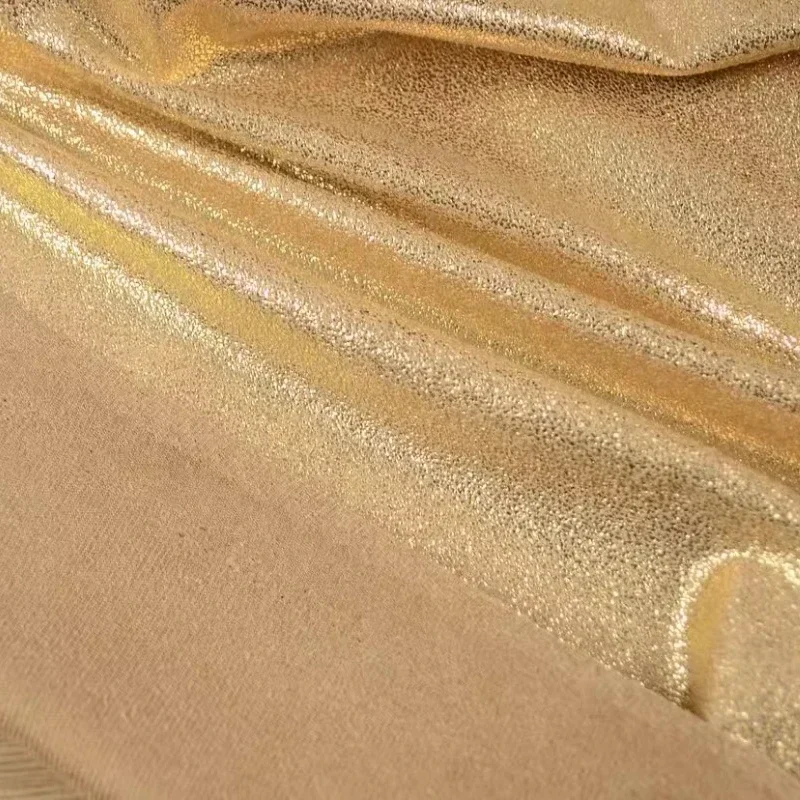 Gold Bronzing Suede Fabric Soft Tassel Designer Wholesale Cloth for Apparel Sewing By The Meter Diy Material