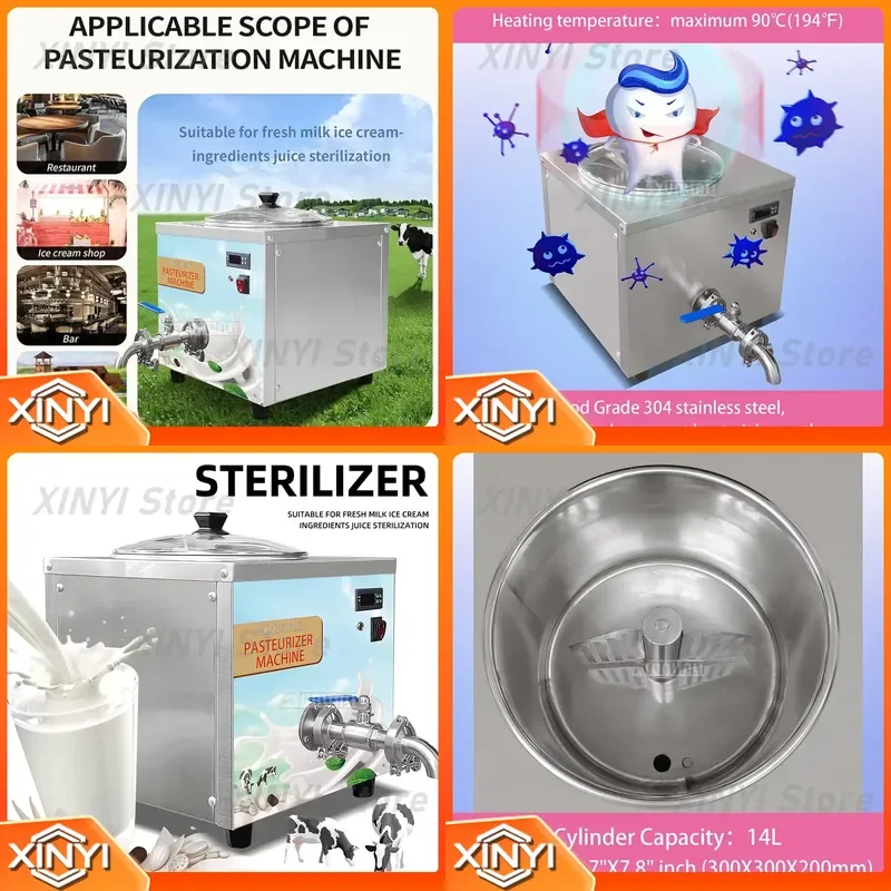 62L Yogurt Maker Ice Cream Maker Sterilizer with Cooling System Large Capacity Pasteurizer Machine for Home and Commercial