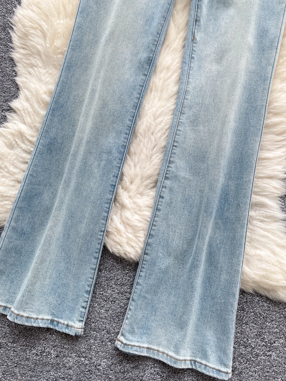 

Retro Spicy Girl Light Blue Denim Jeans Women's Summer New High Waist Straight Leg Slimming Casual Versatile Wide Leg Pants