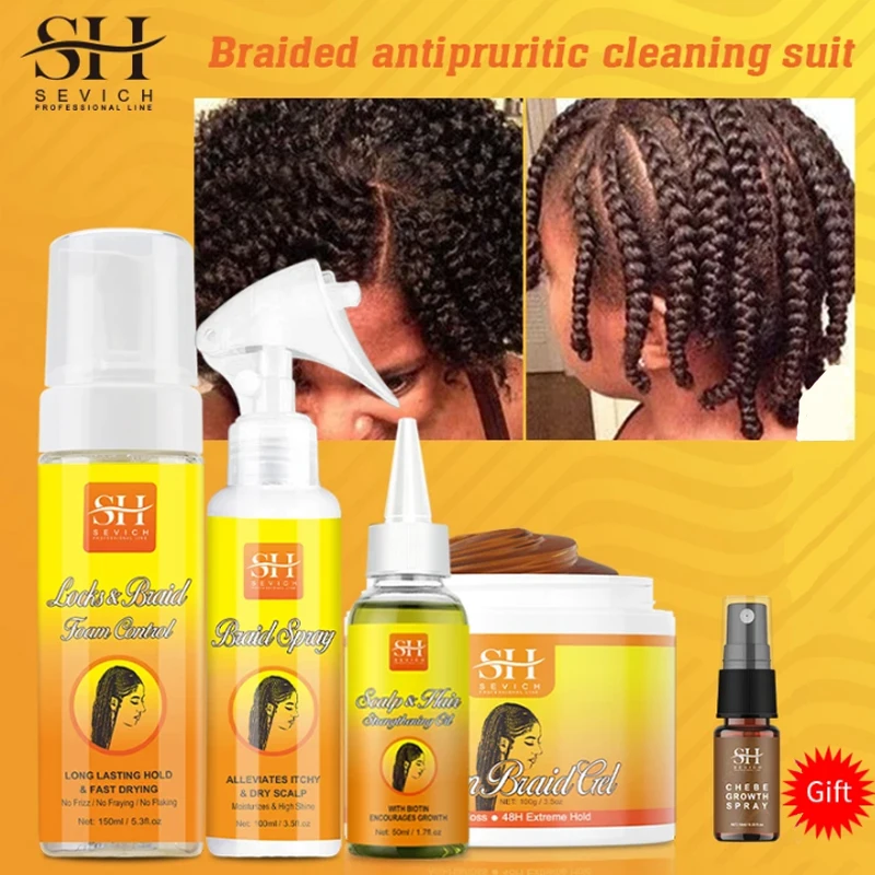 Hot African Curly Hair Braid Gel Anti Itch Cleaning Set for Braided Styling Anti Hair Loss Braid Oil Moisturizing Braiding Gel