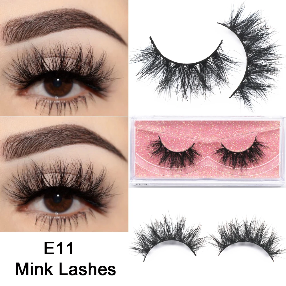 E11 Mink Lashes Wispy 3D Mink Eyelashes Cruelty free Lashes Fluffy Mink Lashes 15mm Soft False Eyelashes Makeup Lashes Extension