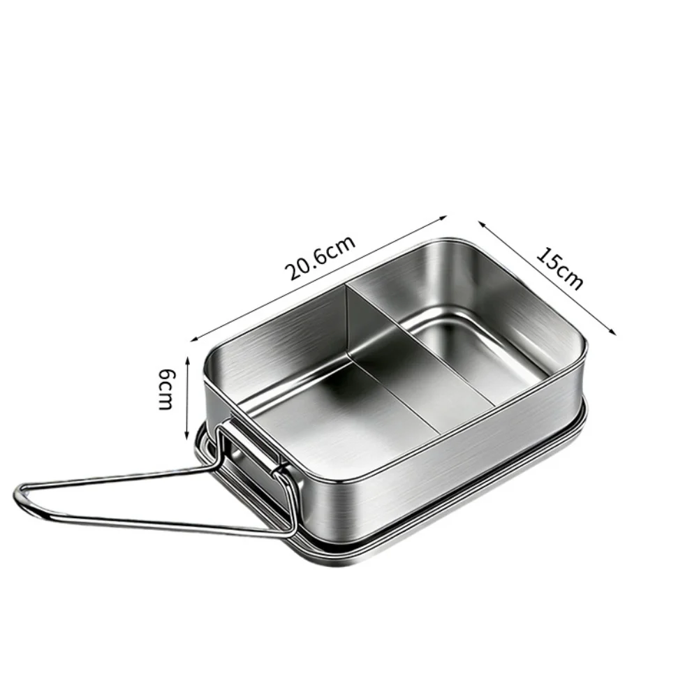 For Daily Meal Carrying Silver 304 Stainless Lunch Box Portable Lunch Tin Seamless Design Heat Resistant Handle