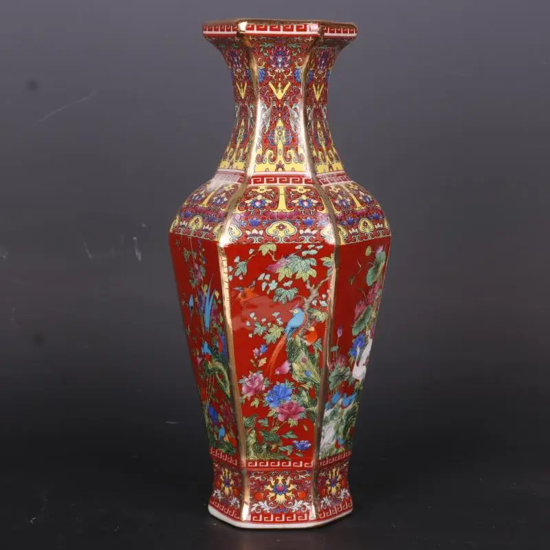 

25.7CMCeramic Vase Antique Collection Living Room Decoration Enamel Porcelain Home Furnishing Ornaments Housewarming Gift