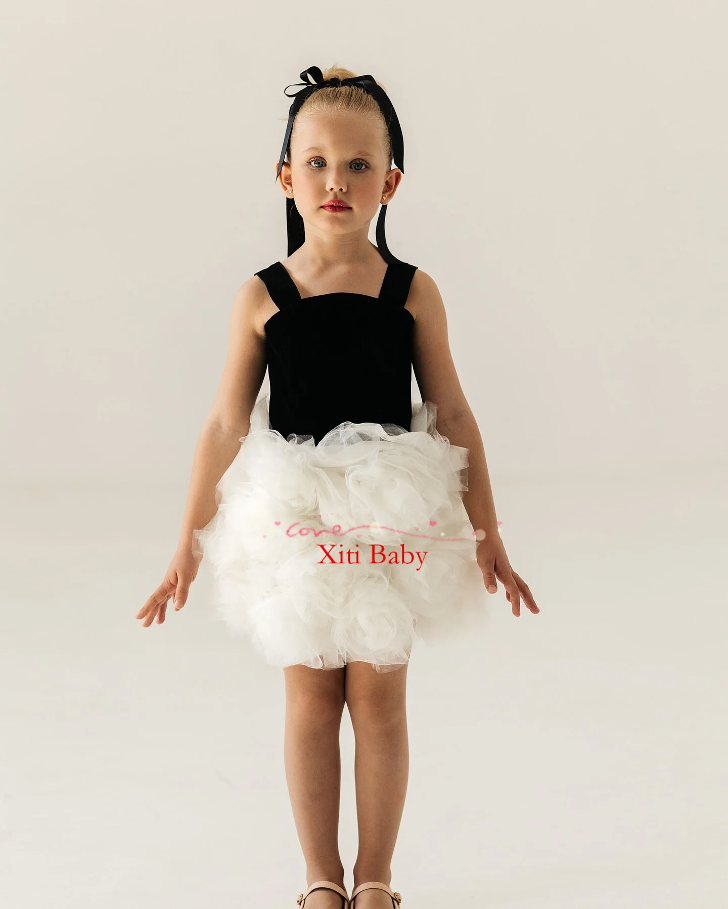 공주 A라인 미니 플라워 걸 드레스 민소매 러플 벨벳 스커트 소녀 파티 드레스 2025 아동 드레스 맞춤 제작