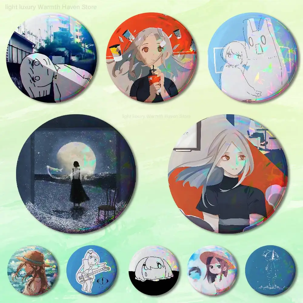 Y-Yorushika Band Enamel Pin Tinplate Round Brooch Cosplay Nijigen Otaku Culture Badges 58mm 44mm 32mm 75mm 25mm