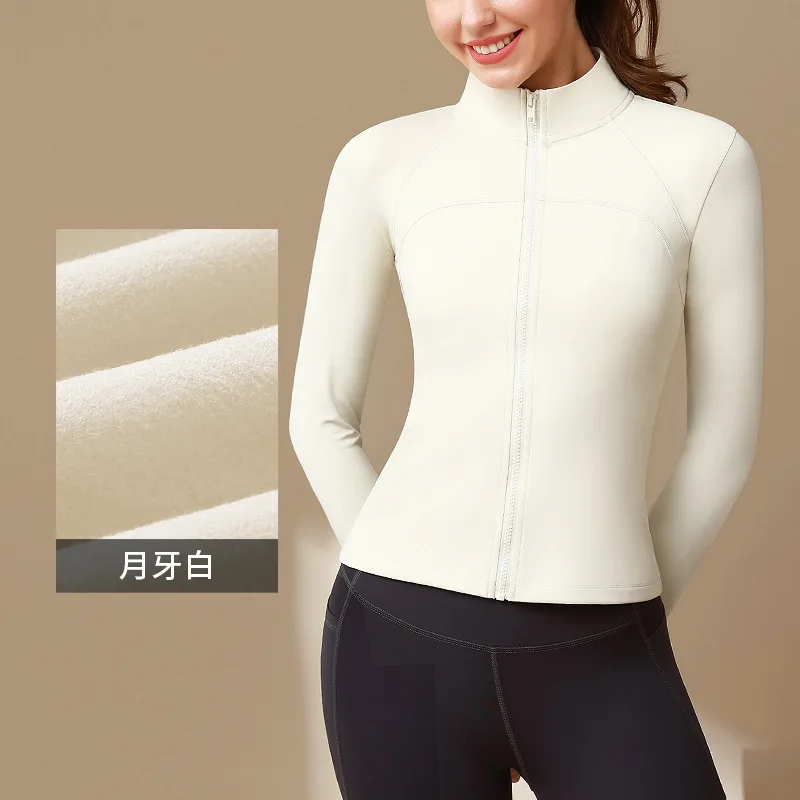 Autumn Winter Warm Velvet Yoga Tops Women Long Sleeve Running Top Gym Jacket Fitness Clothes Outdoor Activities Outfit 2024