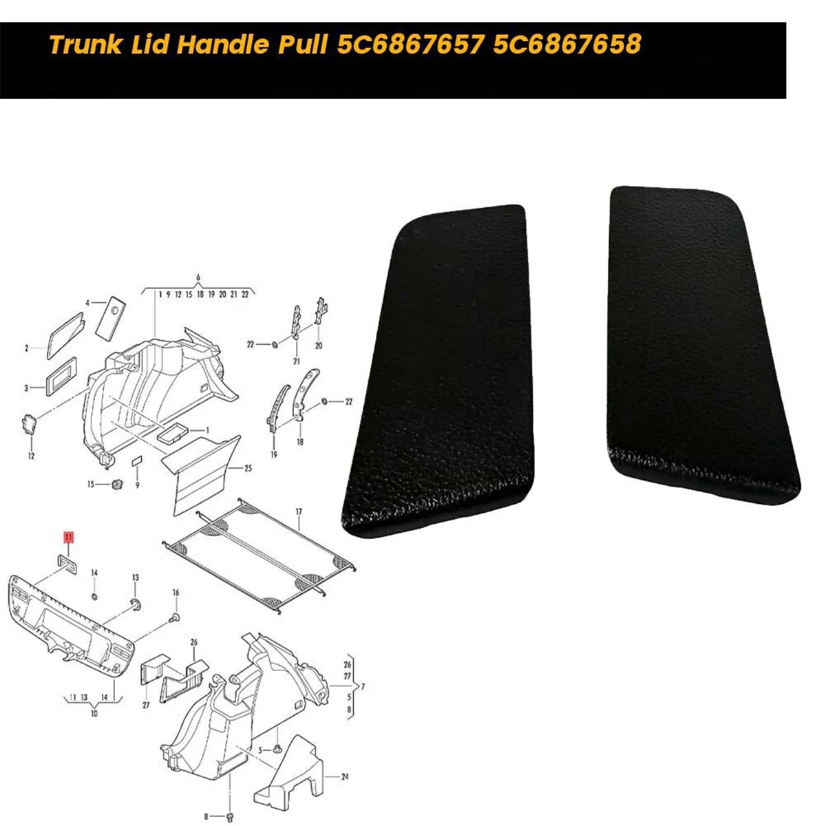 Liftgate Inside Handle Pull 5C6867657 5C6867658 for Nissan Infiniti Q50 Q60 G37 G25 Murano Pathfinder Trunk Lid Pull