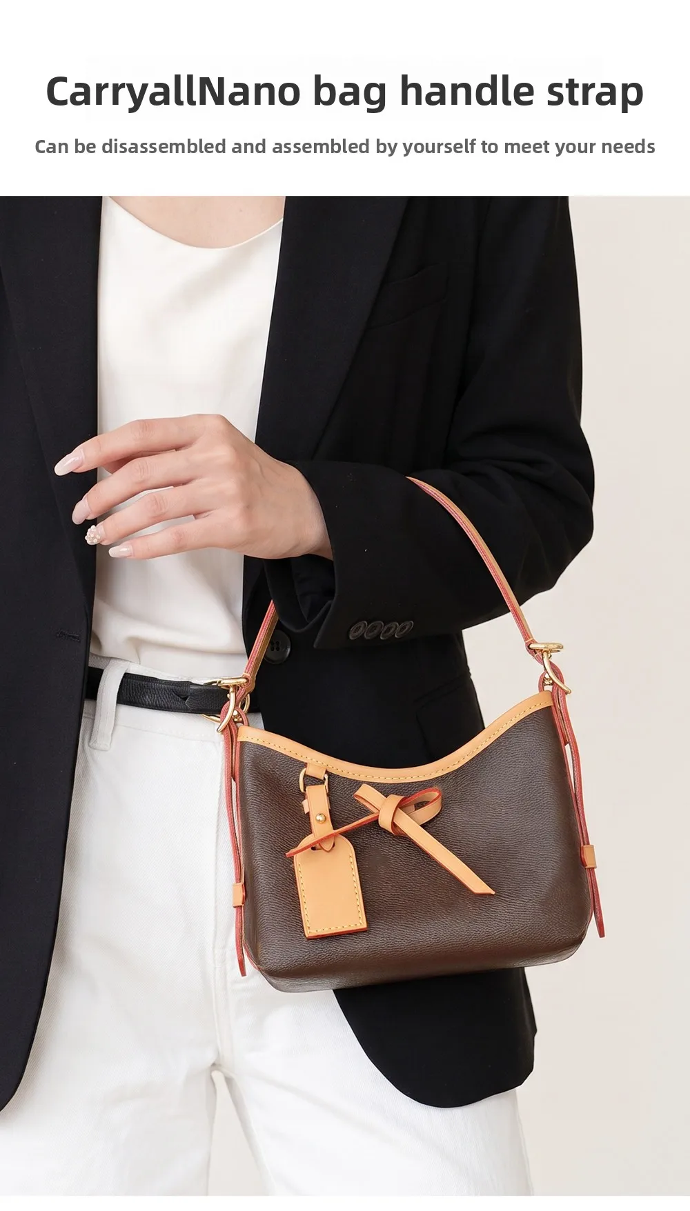 Adjustable Vachetta Leather Replacement Shoulder Strap For Carryall Nano Bag Crossbody Bag Strap Accessories