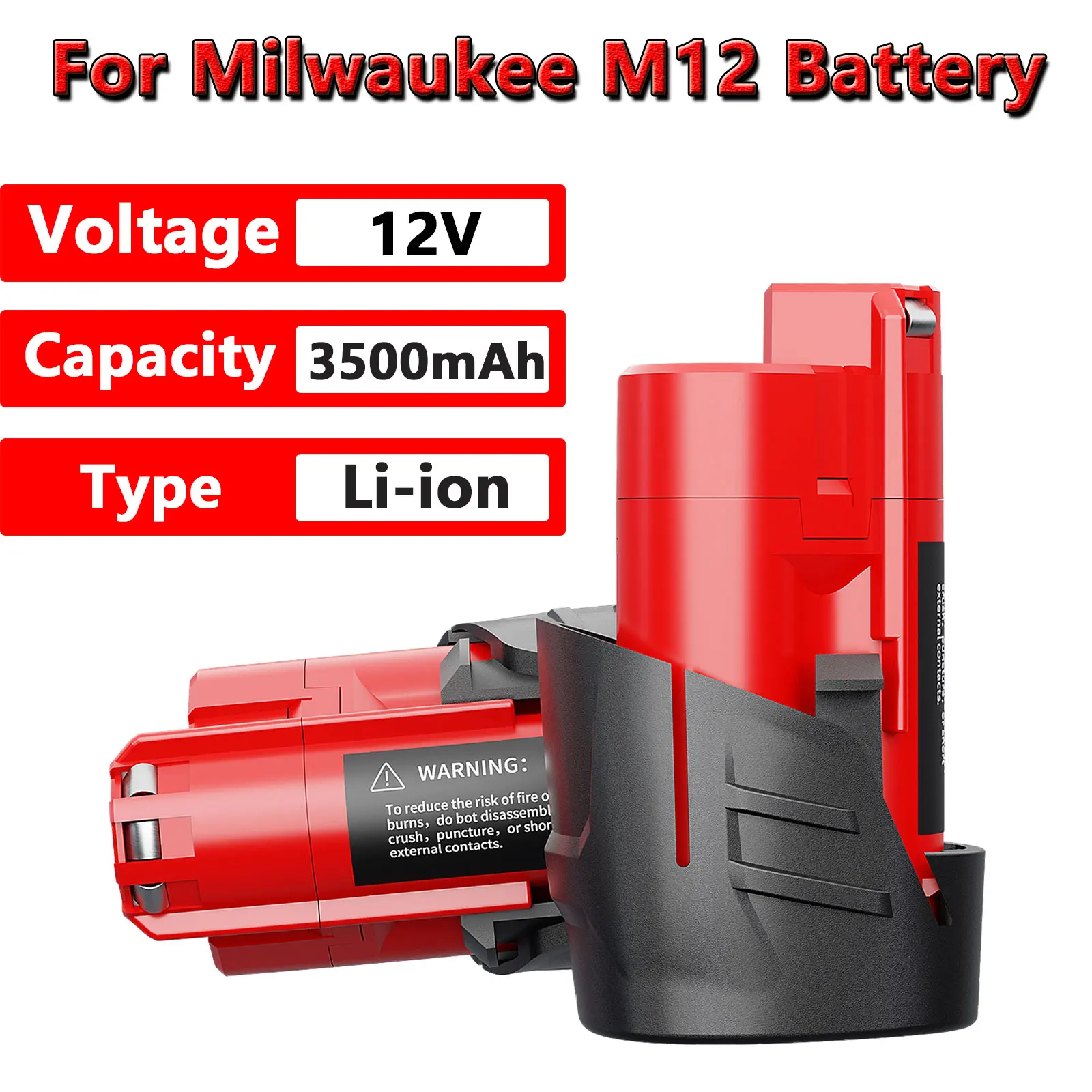 3500mAh 12V Li-ion Battery For Milwaukee M12 XC 48-11-2410 48-11-2420 48-11-2411 Power Tools Rechargeable Battery