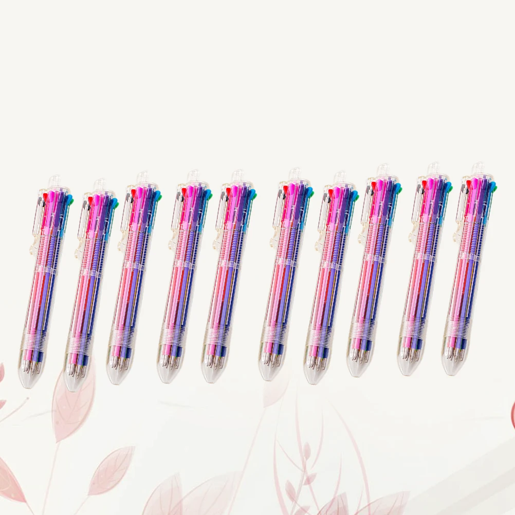 

10 Pcs Ballpoint Pen Student Stationery Supplies Retractable Pens Writing 8-color
