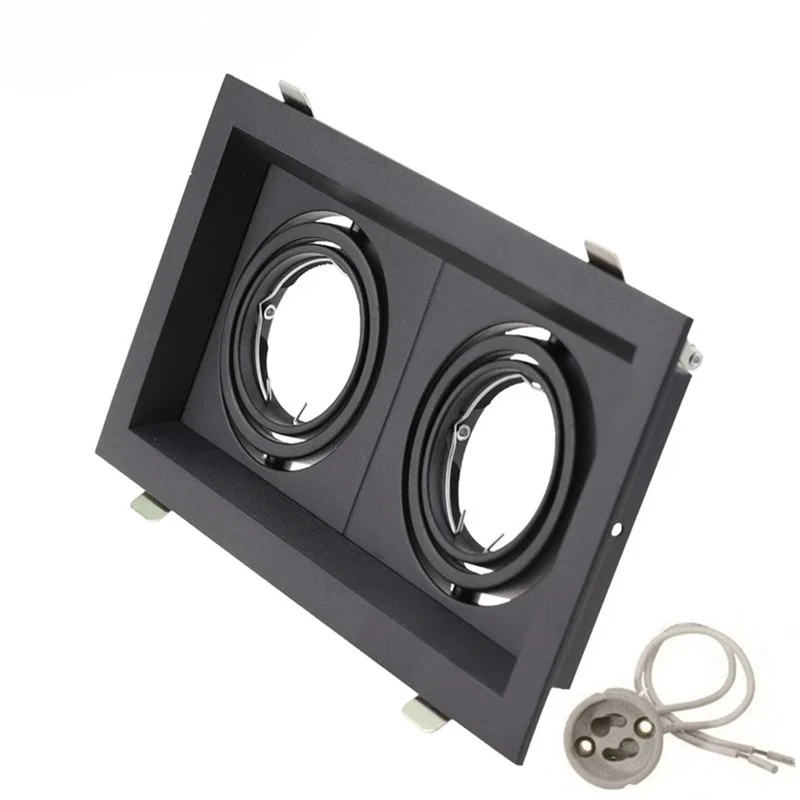 LED Recessed Downlight Frame GU10 MR16 Housing Square Double Ring Led Ceiling Downlights Recessed Adjustable GU10 MR16 Bulb