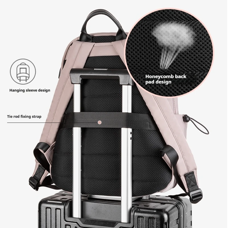 Women's Chic Backpack with USB Charging Port Designer Laptop Waterproof Anti-Theft Travel Bag for Urban Style Business Commuting