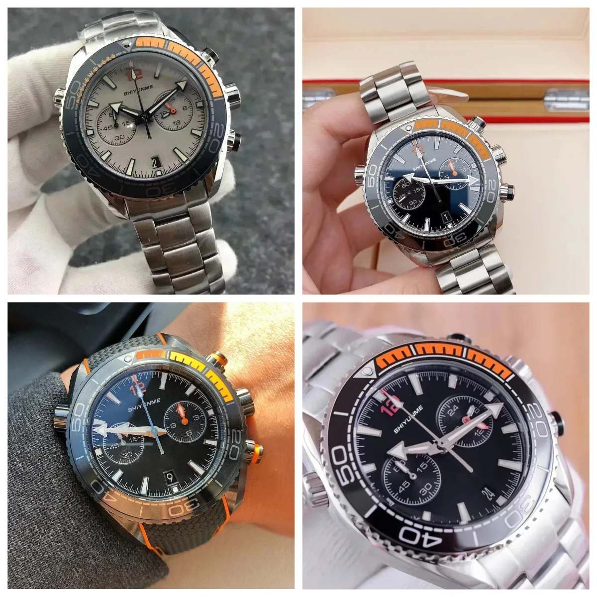 

A186 Магазин Мужские кварцевые часы с хронографом Черные керамические оранжевые парусиновые резиновые модные спортивные часы Reloj Hombre