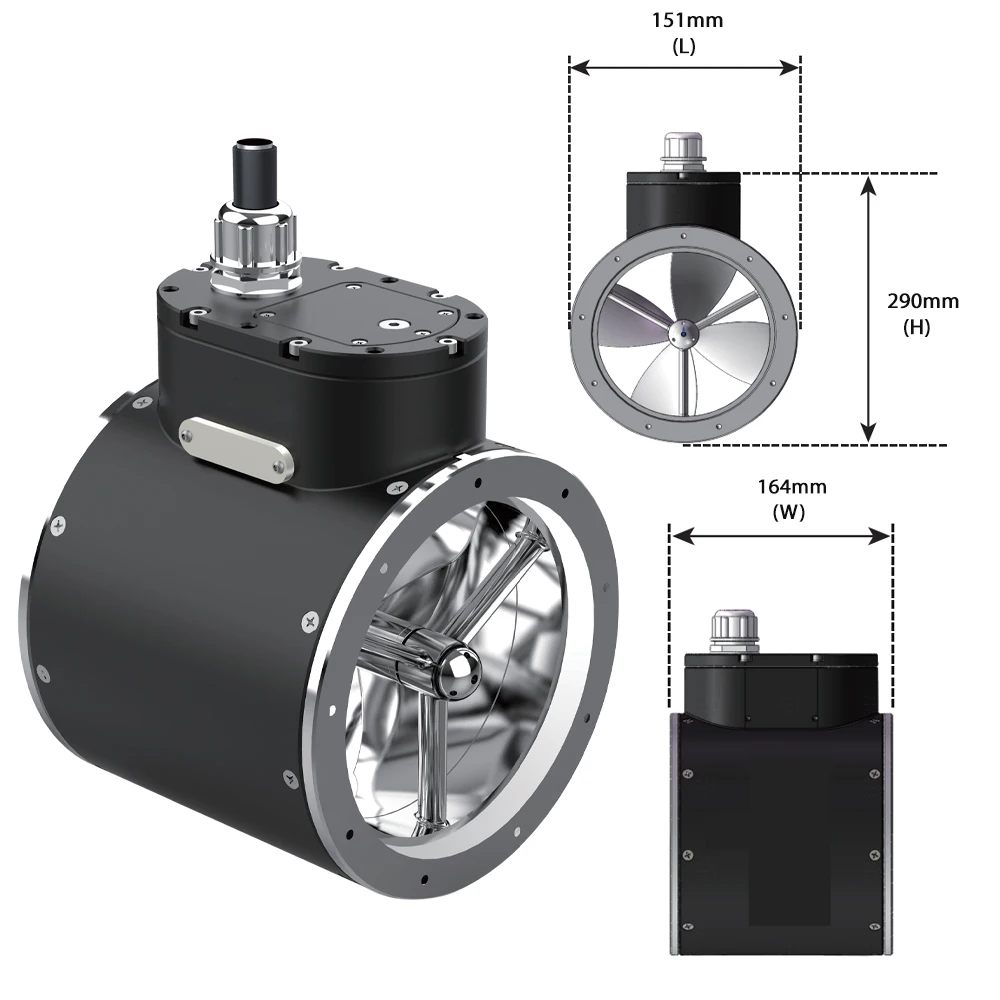 16.4kW 265kg Thrust 96V DC Motor Deep Sea Thruster for AUV ROV Underwater Propulsion System