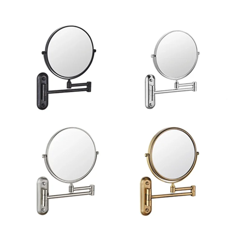 

Black Makeup Mirror Brass 3 x Magnifying Bathroom Mirror Folding Shave 8 Inches Wall Mounted 360 Rotate Decorative Round Mirror