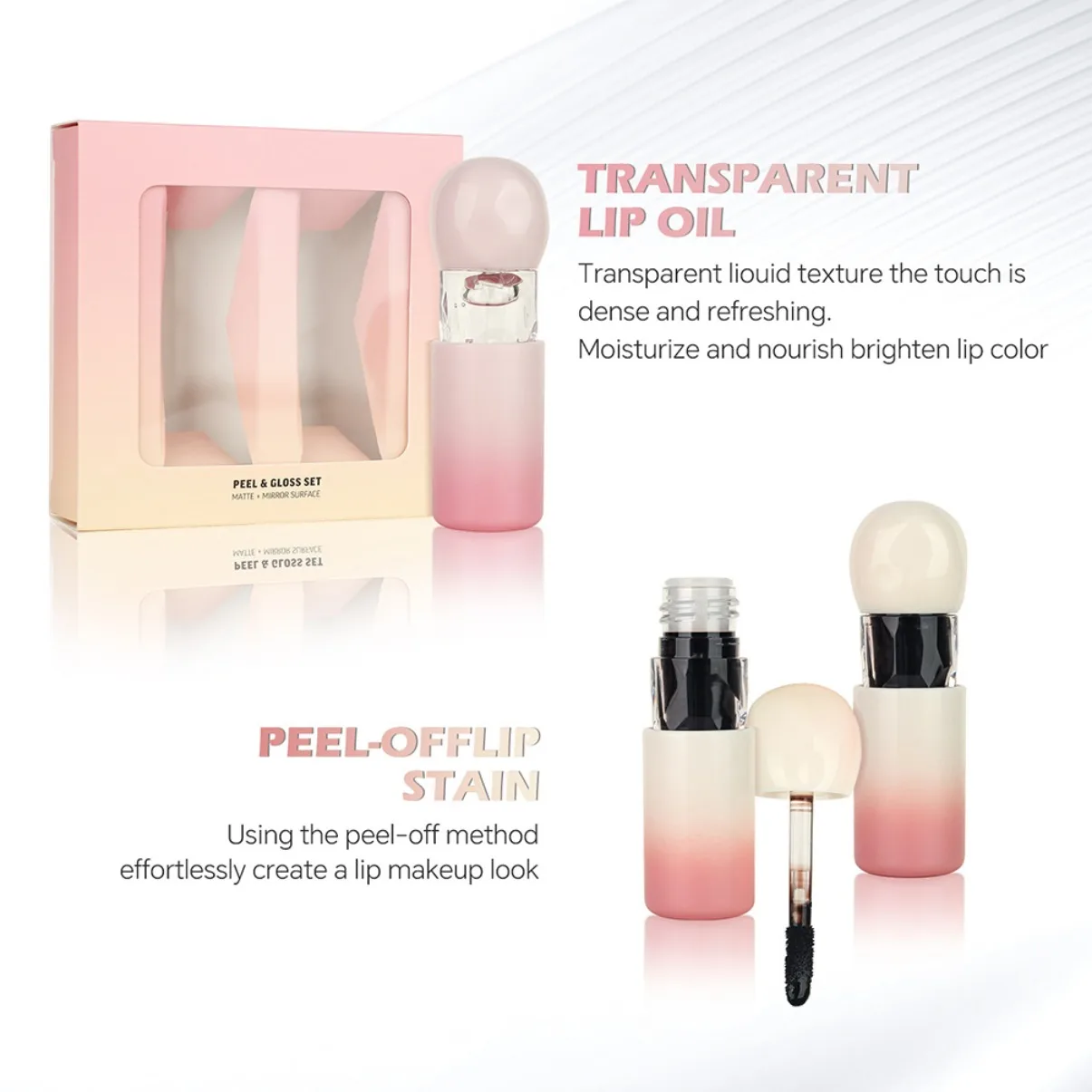 Vegan Wholesale Makeup 2 Pcs Matte Lip Gloss Sets Long-Lasting Non-Fading Waterproof Non-stick Cup lipgloss Mirror Finish lips