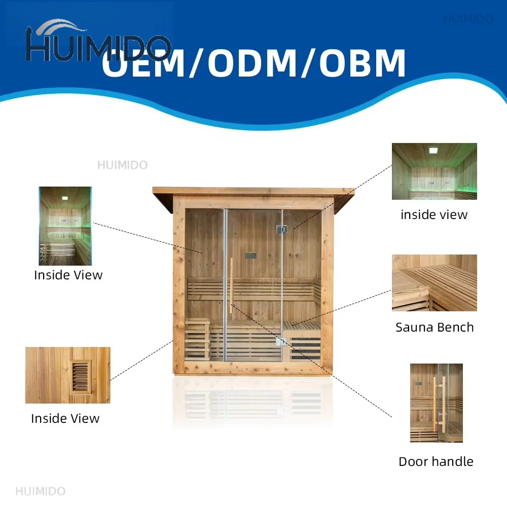 Traditional design infrared sauna, weatherproof garden steam sauna with sauna stove and full sauna accessories