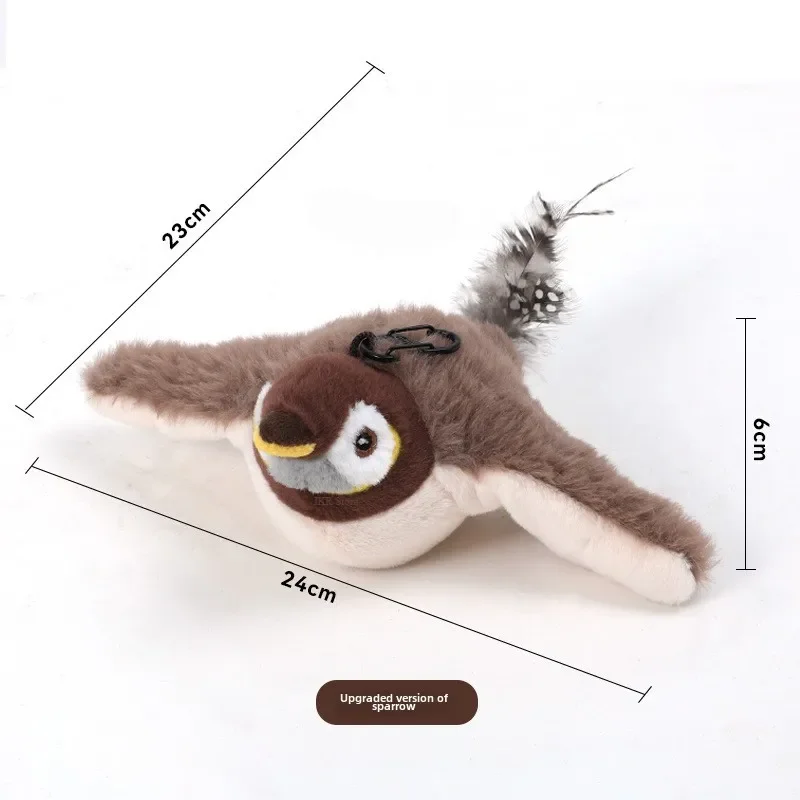 Interactive Cat Toys Rechargeable Flying Bird Cat Toy Chirping Pat Bird (cannot Fly) Touch-sensitive Plush Toy With Added Catnip