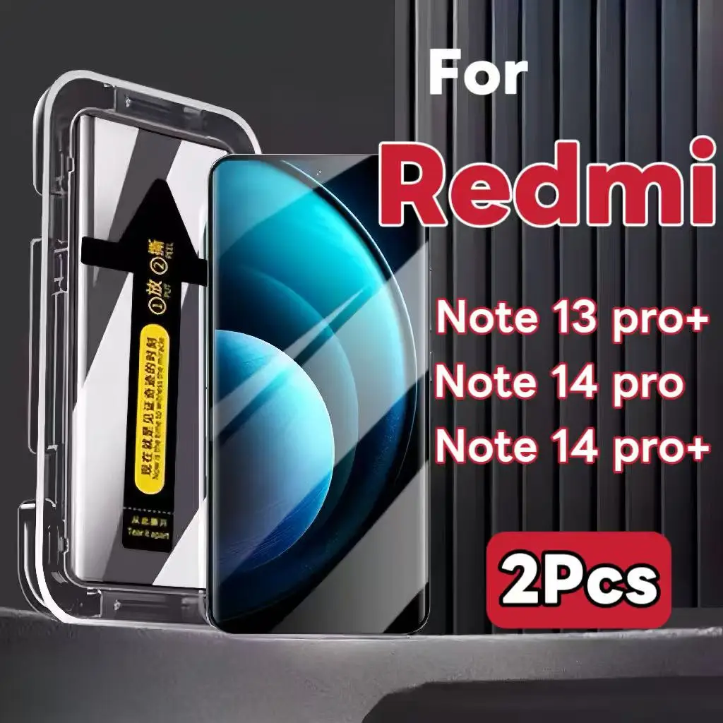 2 unidades Xiaomi Redmi Note 13 14 Pro Plus Redmi 14 Protetor de tela de vidro temperado anti-arranhões HD transparente fácil instalação