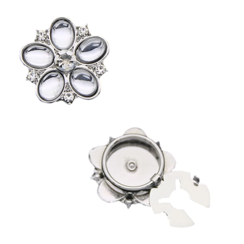 

Rhinestones Flower Button Cover Shirt Accessories Ergonomic Design Decorative Button With Secure Clasp for Formal Event Y166