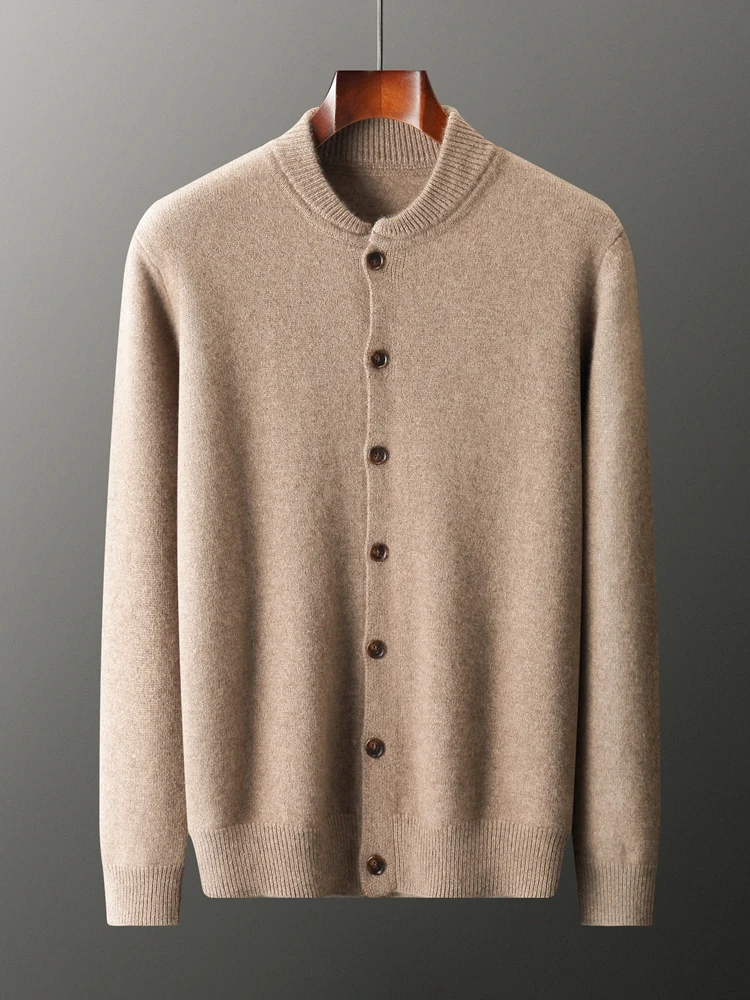 

TLOML Новый мужской свитер из 100% кашемира, кардиган с воротником-стойкой, осень-зима, толстый, мягкий, теплый, умный, повседневный, кашемировый трикотаж, удобные топы