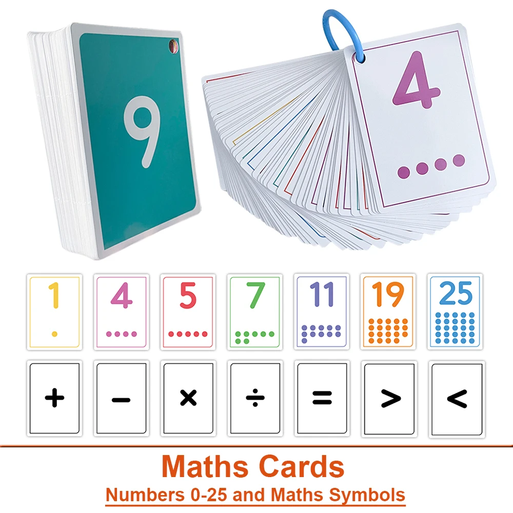 Montessori 0-25 Number Cards, Addition Subtraction Multiplication Division Combination Game, Interactive Maths Teaching Aids