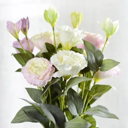 70cm Artificial Flower 3 branches Trigeminal Eustoma Flower Home Decoration Fake Silk Flower Wedding Flower