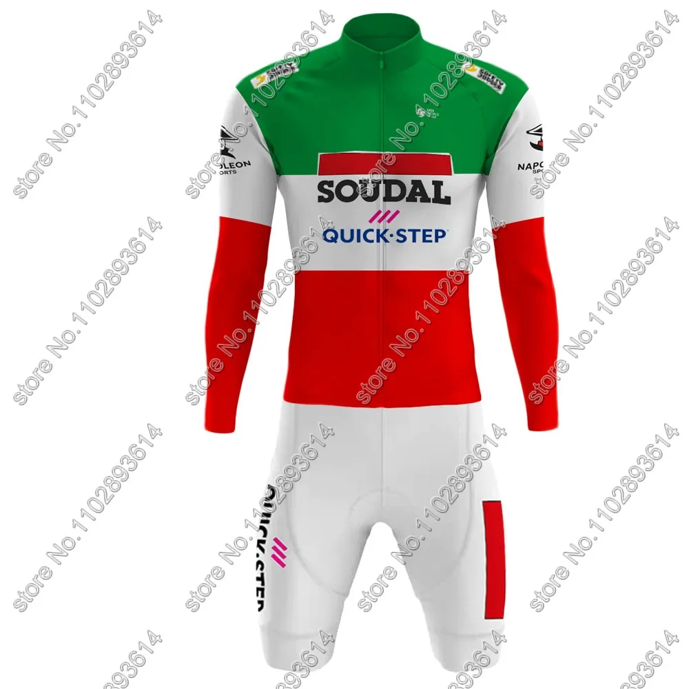 2024 Soudal Quick Step Skinsuit Cycling Bodysuit Short italy Champion Cycling Jerseys Set Race Clothing Jumpsuit MTB Maillot