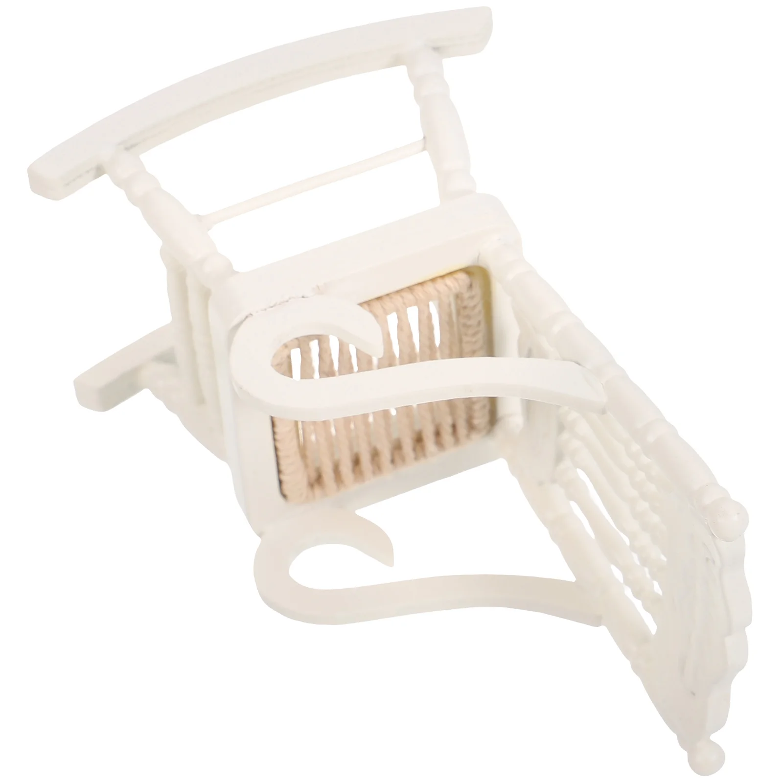 1/12 Miniature Wooden Rocking Chair Model (White)