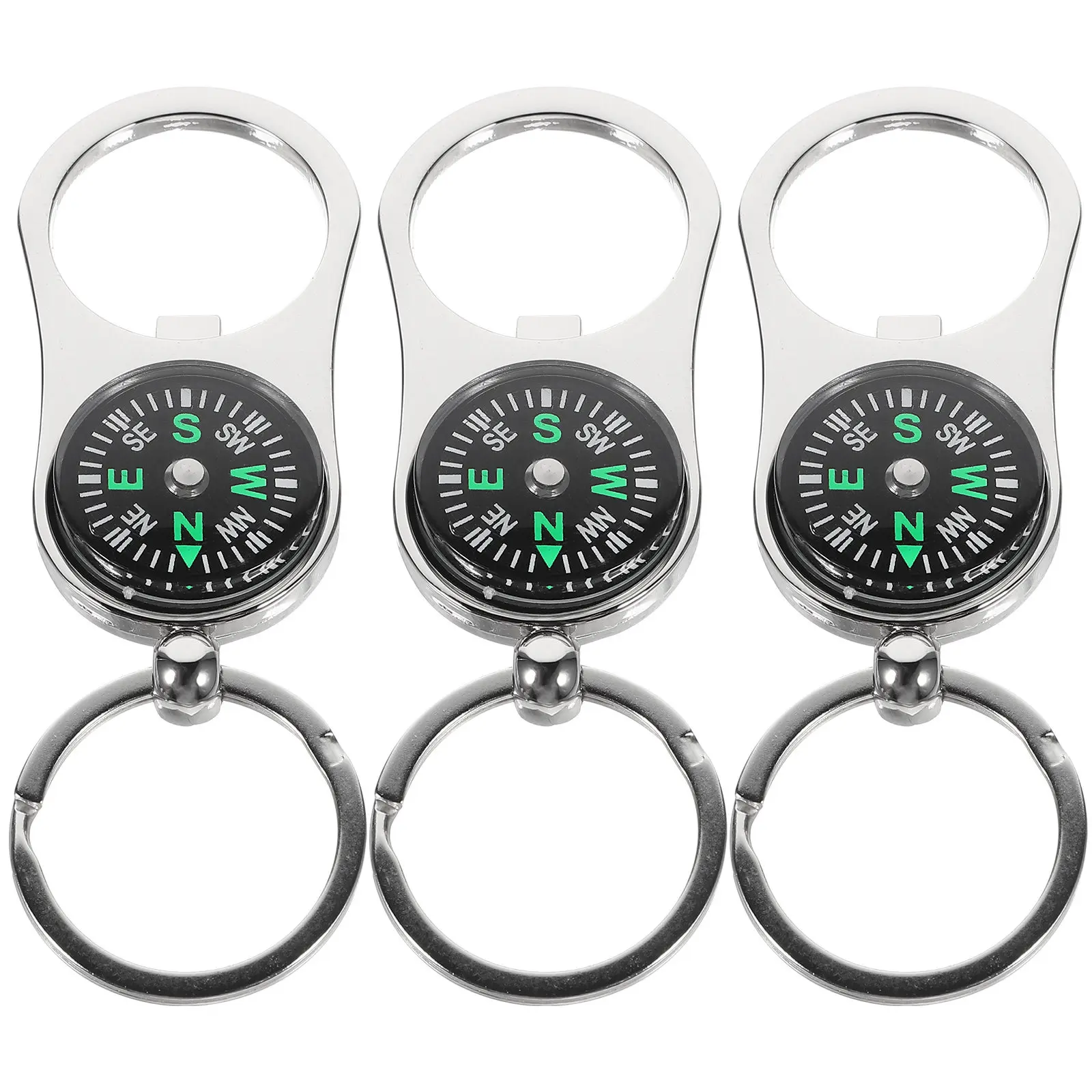 3Pcs Compass Keychain Alloy Key Pendant Stylish Key Decoration for Car Handbag Suitcase Travel Outdoor Lightweight Smooth