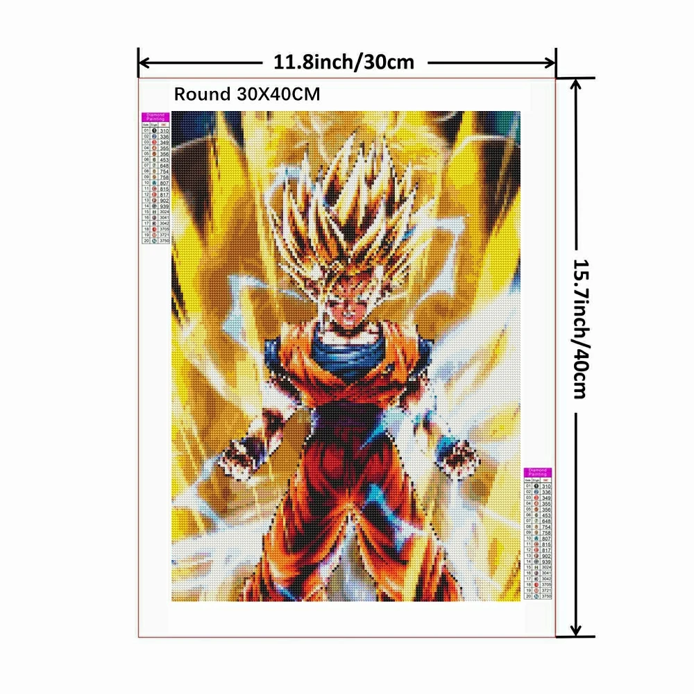 Dragon Ball Z Super Saiyan 5D DIY pintura de diamante mosaico Japón Anime punto de cruz bordado redondo decoración del hogar regalo para niños