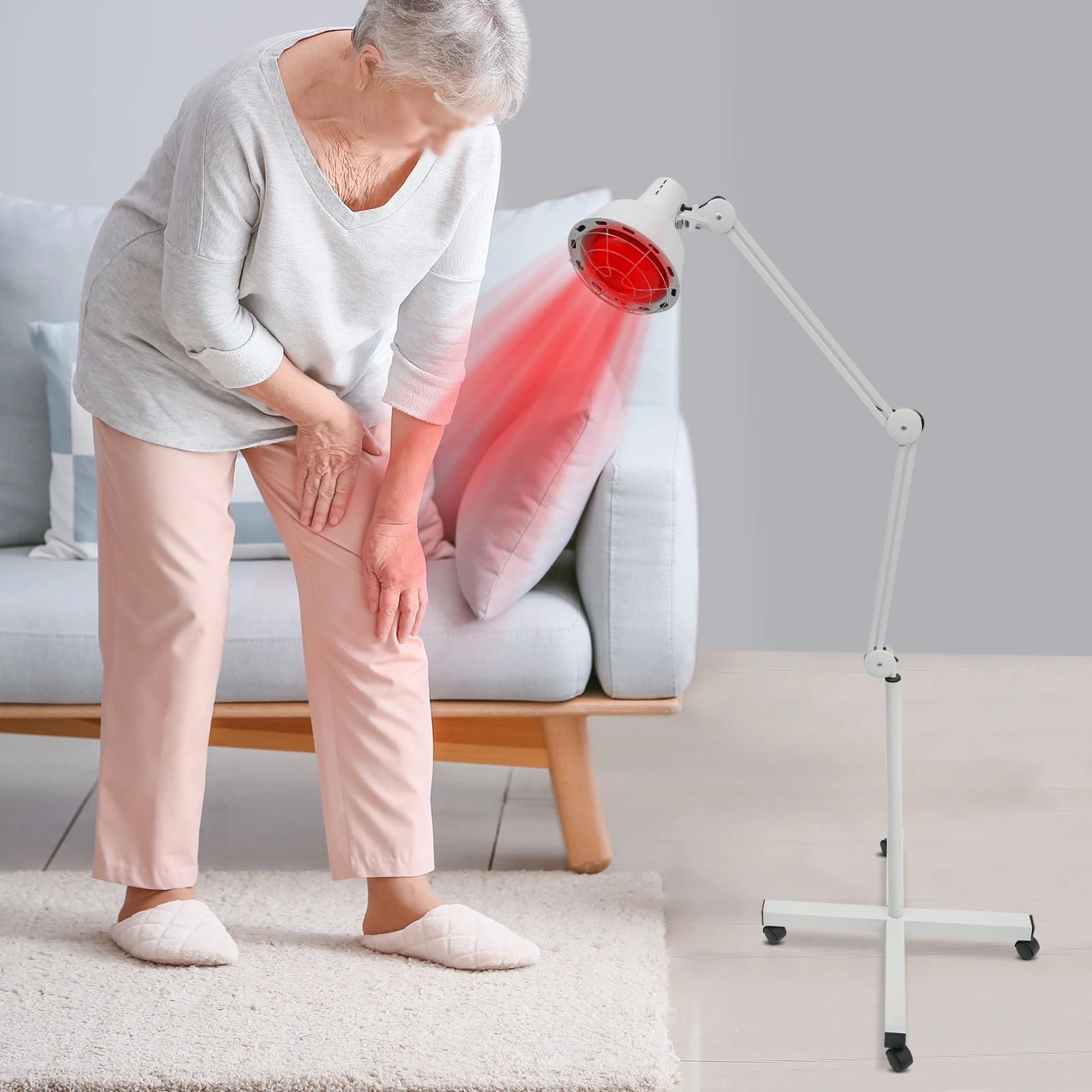 Lámpara infrarroja de 275 W, luz infrarroja para aliviar el dolor en partes del cuerpo, terapia de luz roja con temperatura ajustable y temporizador
