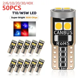 2/6/10/20/30/40/50Pcs T10 W5W 6SMD 3030 Super Bright LED Canbus No Error Car Interior Reading Dome Lights Auto Parking Lamp Wedg