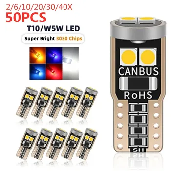 2/6/10/20/30/40/50 Stuks T10 W 6smd 3030 Super Heldere Led Canbus Geen Fout Auto Interieur Lezen Koepelverlichting Auto Parking Lamp Wedg