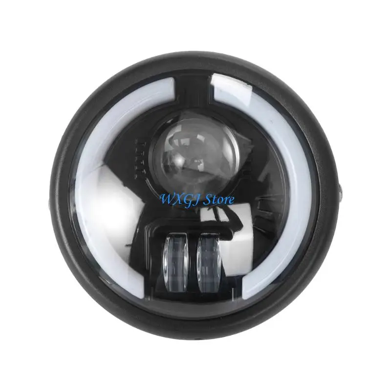 

37JE Universal Motorcycle LED Headlight Turn Assembly Metal Housing Shock Resistant Waterproof Retro Head Lamp