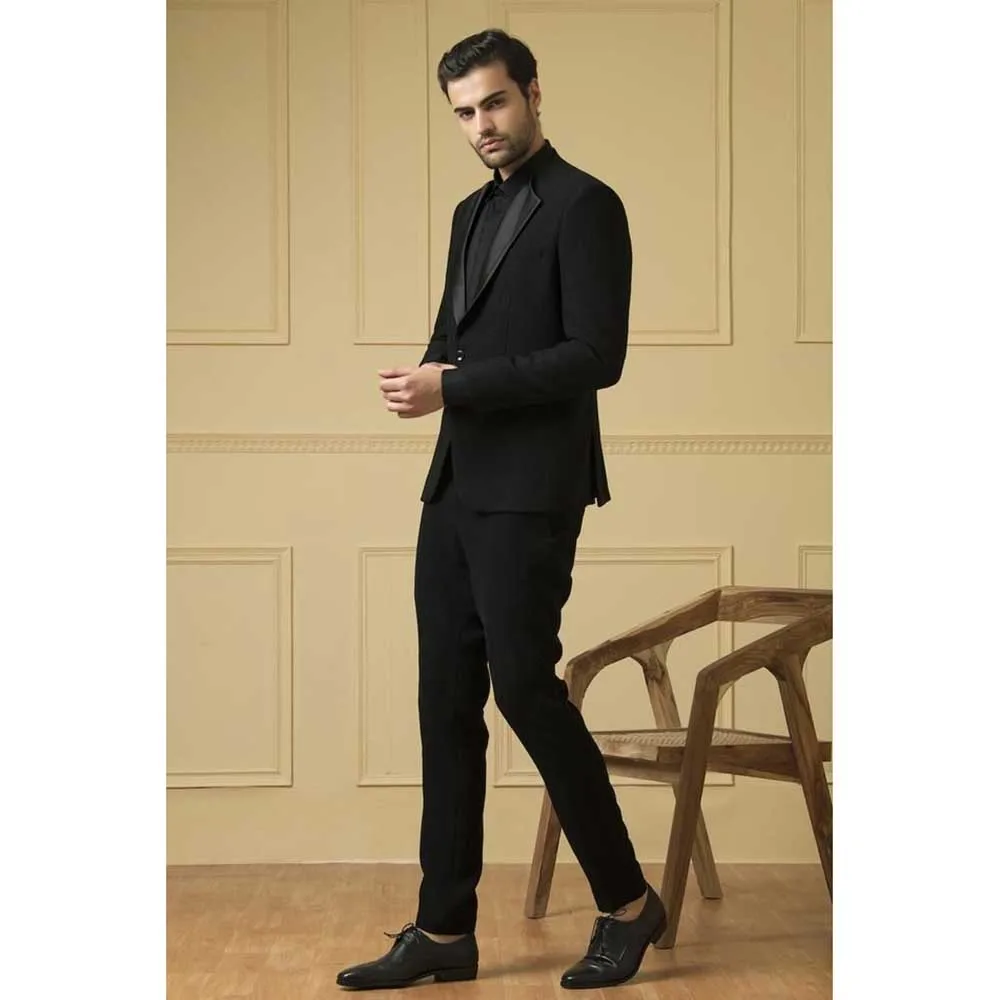 

Роскошные черные костюмы для мужчин, однобортные комплекты из 2-х предметов, куртка, брюки, блейзеры, облегающий деловой костюм для банкета и вечеринки Homme