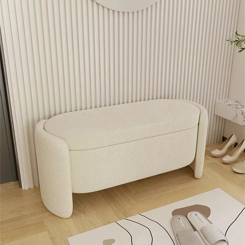 Nordic Cashmere Stools for Home Furniture Living Room Change Shoe Footstool Storage Creative Personality Household Sofa Bench