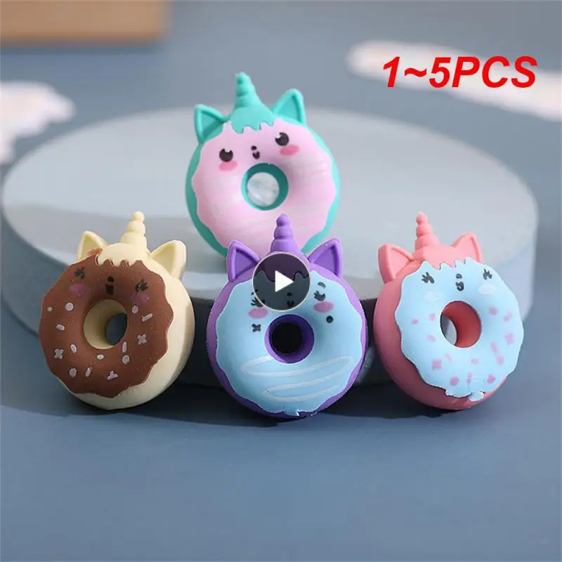 1~5PCS Cute Kawaii Donut Rubber Eraser Creative Pencil Erasers School Supplies Stationery Kids Students Cool Prizes