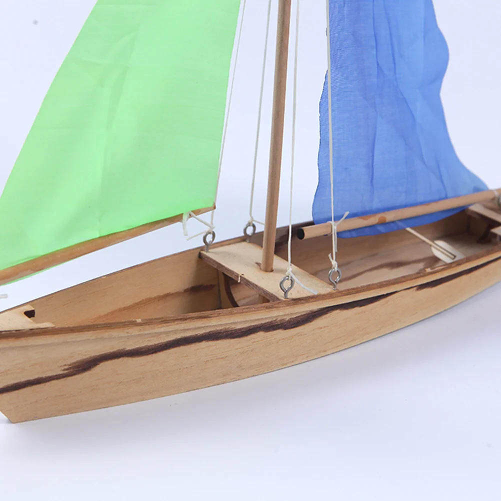 Sailing Model Boat Toy Kids Woodcraft Toys Wooden Sailboat Decor Assembly Vintage Mold