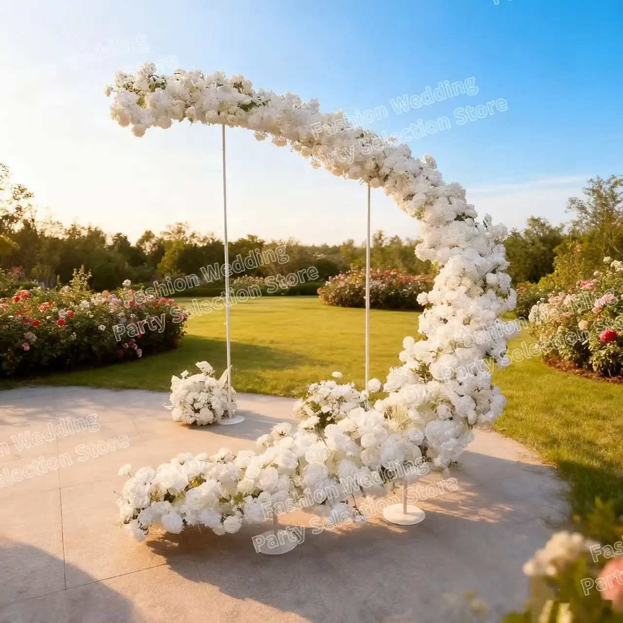 

Spiral Arc-shaped White Metal Archs Flower Stand Wedding Venue Layout, Detachable Outdoor Lawn Party Background Decoration Props
