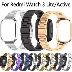 Stainless Steel Strap+Case for Redmi Watch 3 Active Metal Bracelet Bumper for Redmi Watch 3 Lite Band Cover Correas Protector